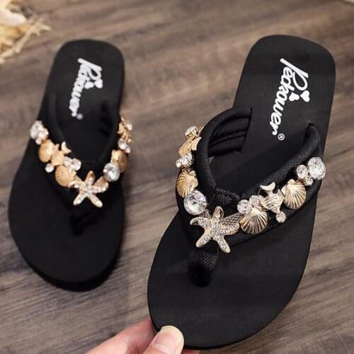 Children Beach Flip Flops Summer Outdoor Slippers Sandals Parent-child Fashion Metal decoration Slippers Girl Footwear sh273