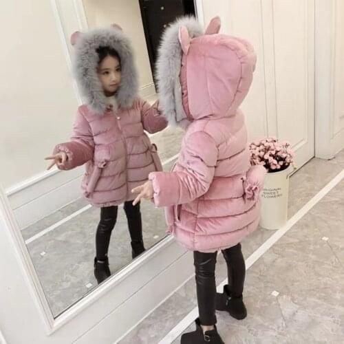 High Quality Girls Coats Fashion Velvet Kids Girl Parkas Baby Girls Winter Warm Casual Hooded Outerwear 18M-8Yrs Children Wear