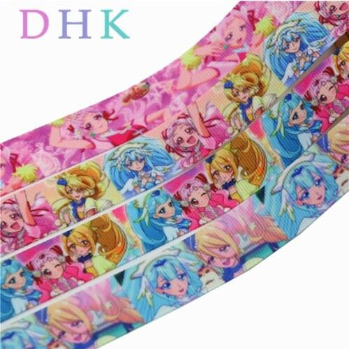 DHK 50yards japan pretty cure printed grosgrain Ribbon Accessory hairbow headwear decoration Wholesale OEM DIY S840