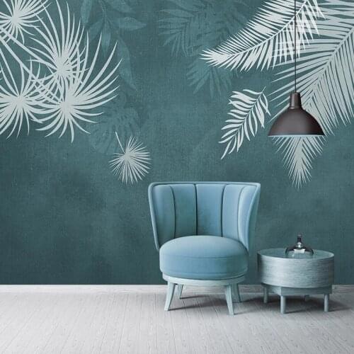 Modern Hand-painted Tropical Plant Leaves Photo Murals Custom Any Size Wall Coverings Art Decor Wallpapers Papel De Parede Sala