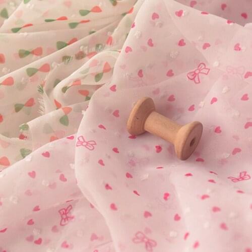 Quality Chiffon fabric Heart shaped jacquard dots tissu Dress scarf garment fabrics