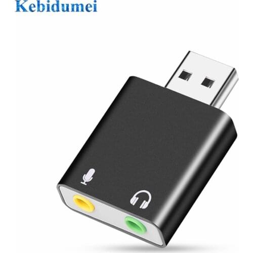 Kebidumei External Sound Card USB To 3.5mm Audio Earphone Adapter SoundCard 7.1 Audio Card For Mic Headphone Computer PC