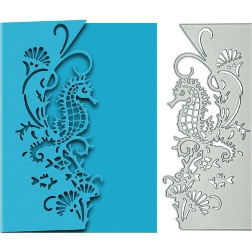 Card Edge Cutting Dies For Scrapbooking Seahorse Hippocampus Pattern Metal Cutter Mold DIY Invitation Card Punch Stencil
