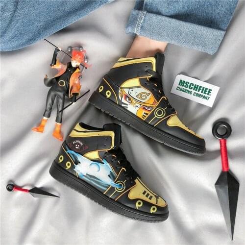 Fashion NARUTO Anime Casual Shoes Men Vulcanized Shoes Fashion Hip Hop Sneakers for Men High Top Shoes Walking Dropshipping
