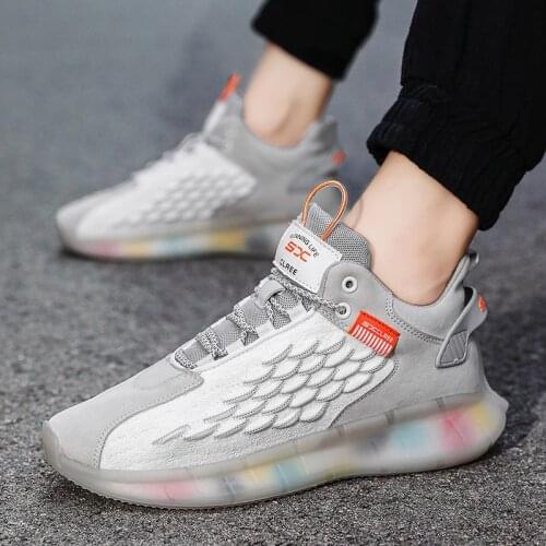 Big Size Summer Breathable Male Sneakers White Sports Shoes Man Running Shoes Sport Men Gray Tennis 2021 Footwear Jogging D-750