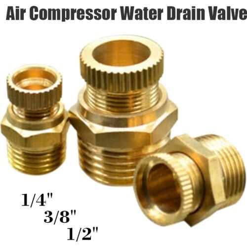 Brass Drain Valve Air Compressor Drain Valve 1/2" 3/8" 1/4" Metal Air Compressor Tank Replacement Part Noise Reduction