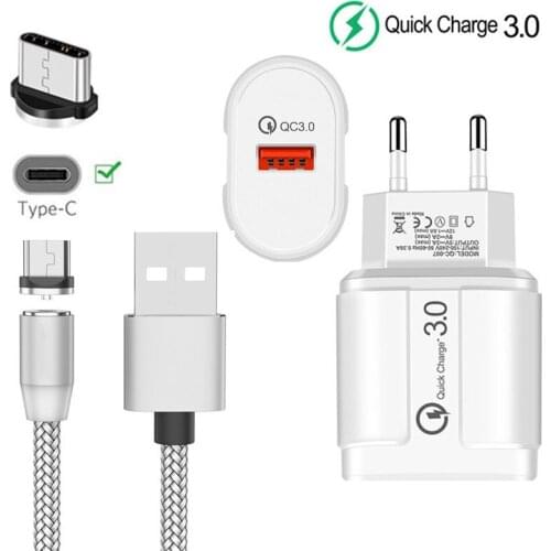 Magnetic USB QC 3.0 Fast Charger Type C Magnet Charge Wire For Samsung Galaxy A5 A7 2017 A50 C9 Pro Note 10 Google Pixel 3a 3 XL