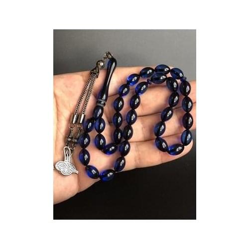 Mens Parlament Blue Powder Amber Prayer Beads