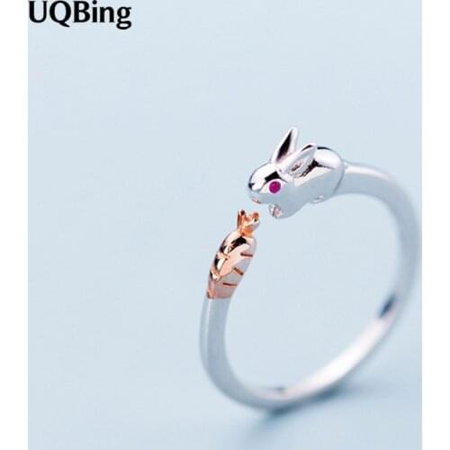 New Arrivals 925 Sterling Silver Rabbit Carrot Rings Open Rings Jewelry
