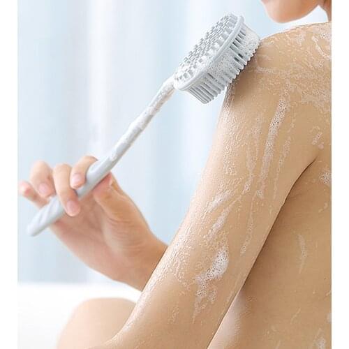 Exfoliating Brush Bast Wisp Wash Silicone Long Handle Double-Sided Bath Brush Scrubber Shower Accessories Cleaning For Bod