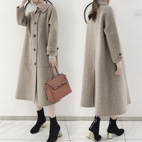 Women High-end Woolen Coat 2021 Autumn Winter New Female Long Cashmere Coat Womens Trench Coat Plus Size 4XL B1387