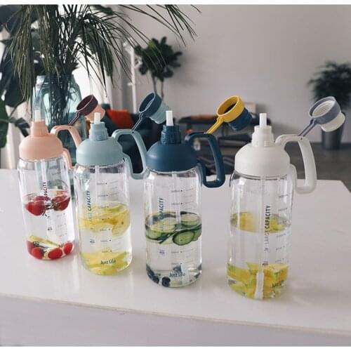 BPA Free Tritan Plastic Cup Health Large Capacity Graduated 1.8L Portable Water Bottle Straw Space Cup Outdoor Sports Kettle