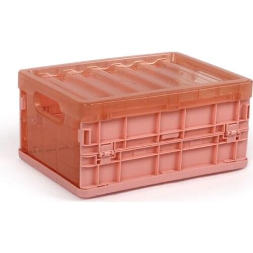 94PF Clear Collapsible Storage Crates with Double Handle Rectangular Hollow-out