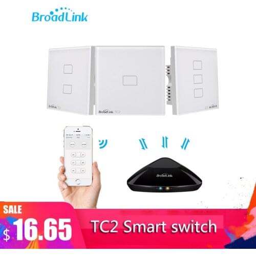 Broadlink TC2 1/2/3 Gang UK Standard Smart Home 433Mhz Wifi/4G Remote Control Via RM Pro Wall Touch Light Switch 1 Way