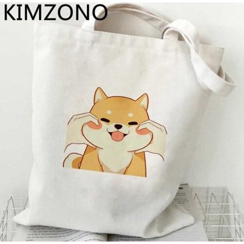 Shiba Inu shopping bag jute bag grocery cotton recycle bag canvas shopper bag bolsa compra shoping string jute sac toile