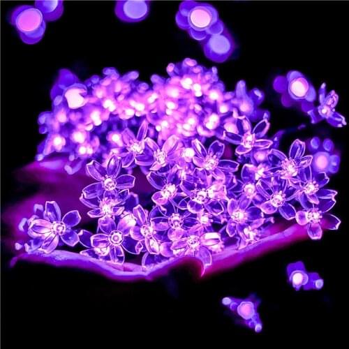 Solar Light Peach Flower 5M/7M LED Lights Fairy Lights Garland Christmas Waterproof Solar Lamp Outdoor for Garden Decoration