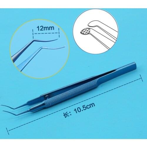 Titanium Utrata Capsulorhexis Forceps Curved Angle 105mm long Tape location ophthalmic instrument surgical