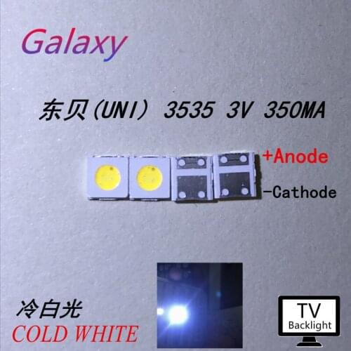 UNI 3537 3535 3000PCS 1W LED Chip-2 90LM 3v Cool white LCD Backlight for TV Application High Power LED