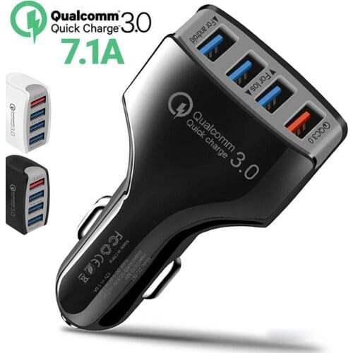 QC 3.0 Type C USB-C Car Charger 4-Ports Quick Charge Fast Charger Adapter For Huawei P30 P20 Pro For Samsung Galaxy S10 S10 Plus