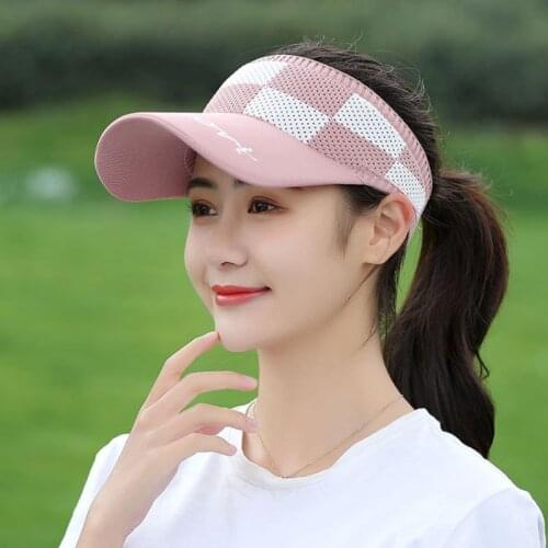 CANZE Women Spring Summer Hat Outdoor Baseball Cap Sports Empty Top Hat Letter Breathable Lengthened Eaves Knitted Sun Hat