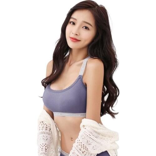 Women Sexy Breathable fitness yoga bras Sport bra U-neck No Rim Vest Sleep Letter Bra Tops Cotton Type