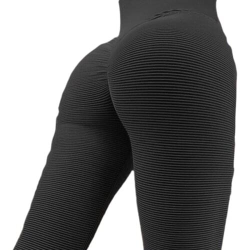Women Sport Push Up Fitness Leggings High Waist Gym Leggins Fashionable Striped High Waist Sport Pants Yoga Pants for Women