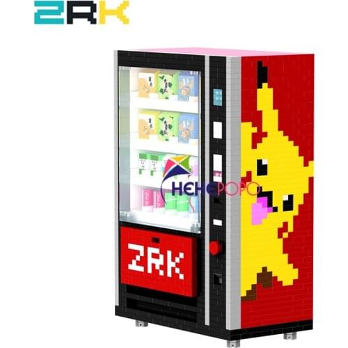 ZRK new coming Mini popular Vending Machine Building Blocks Bricks City Accessories Drink Food Case Kits Set DIY Toys for Kids