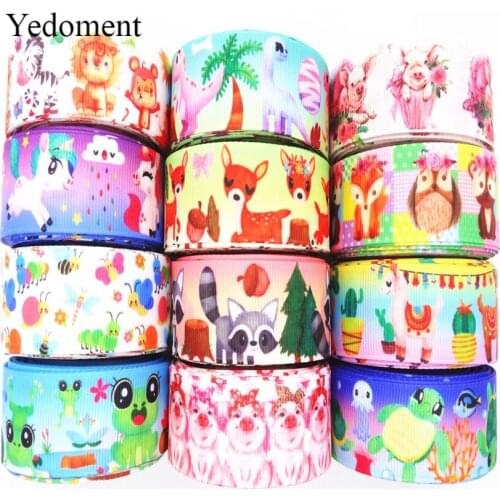 1" 25MM 10 Yards Cute Animals Printed Grosgrain Ribbon For DIY HairBows Handmade Materials MD19030802
