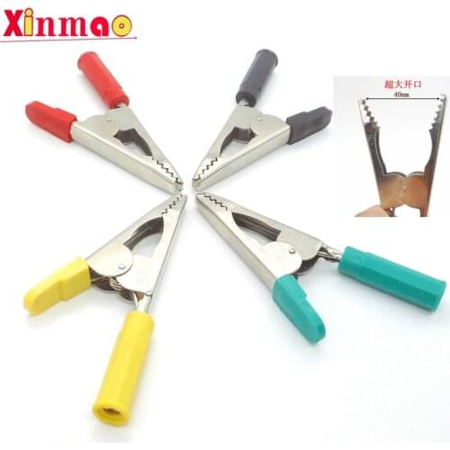 1PCS Large copper alligator clamp DCC power test with 4mm hole thickening power clamp opening 40 wire clip 98mm