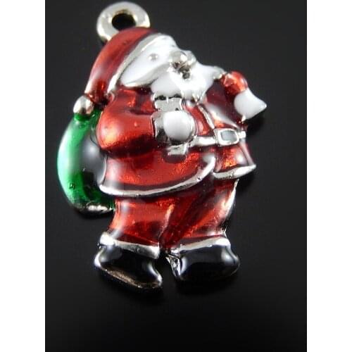 10Piece)Necklace Pendant Christmas Enamel Bracelet Charms Cute Santa Claus 24*15mm Baby Jewelry Findings Dec Handmade 51930