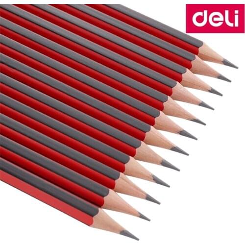 12PCS/BOX Deli WOOD PENCIL HB 2B PENCIL S935 S936 with Eraser Lead free non-toxic student pencils full box