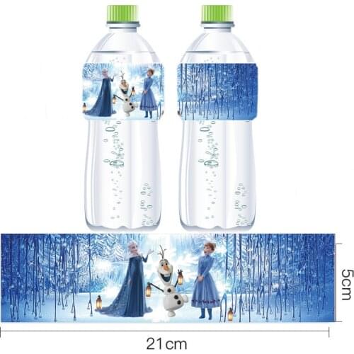 Magrise 12pcs Frozen Elsa Anna Birthday Party Sticker Snowflake Party Mineral Water Bottle Label First 1st Birthday Supplies
