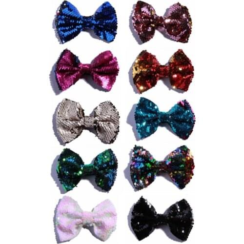 120PCS 13CM Newborn Luxurious Shiny Bowknot Bow For Headwear Sequin Bows For Women Hair U Pick
