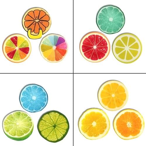 3Pcs/Set Acrylic Shirt Brooch For Women Cartoon Lemon Slices Lapel Pin Vintage Badges Backpacks Jeans Accessories Jewelry Gift