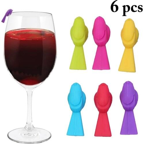 6Pc Silicone Bird Wine Glass Marker Wine Glass Recognizer Cup Distinguisher Bird Wine Glass Marker Wine Glass Charm For Party