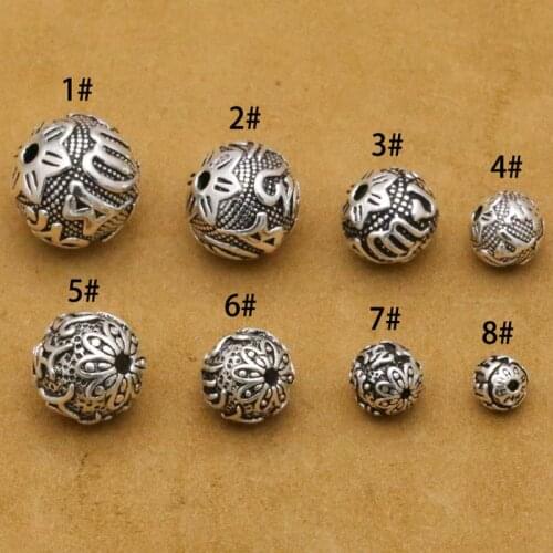 925 Sterling Silver Six Word Buddhism Fit Original Bracelet Necklace Charm Vintage Engrave Loose Sanskrit beads Jewelry Making