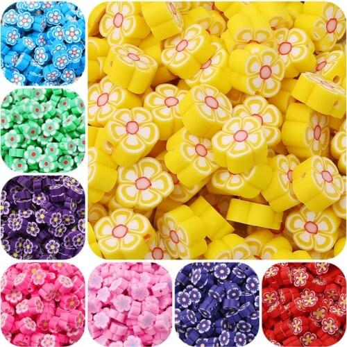 30pcs 10mm Flower Clay Spacer Beads Polymer Clay Beads Scrapbooking For DIY Handmade Garment Sewing Craft Bags Accessories