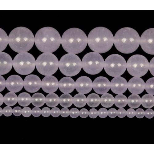 Natural Stone Violet Chalcedony Charm Round Loose Beads For Jewelry Making Needlework Bracelet Diy Strand 4-12 MM