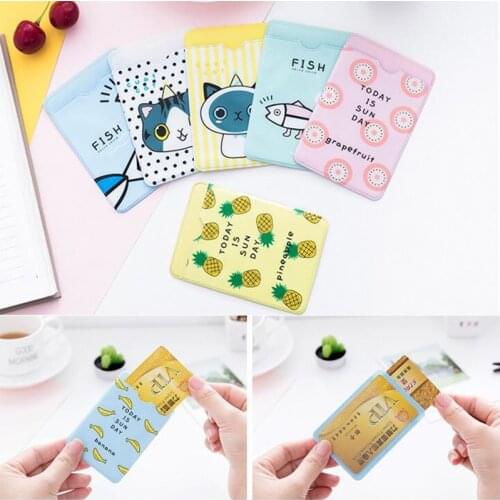 2PCS/Lot PVC Cute Pattern PVC Bus Id Bank Card Holder For Women Girl Lady Creidt Card Case Student Card Cover Protector