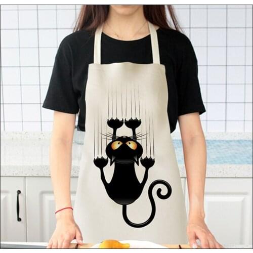 Cotton and Linen Apron Cartoon Cat Print Sleeveless Waistband Kitchen Foreign Trade Advertising Custom Children Apron