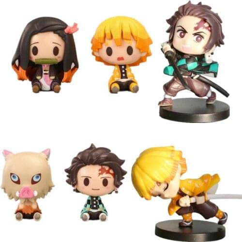 Anime Demon Slayer Q Version Figure Dolls Kimetsu No Yaiba Cute Action Figure Model Kamado Tanjirou Kamado Nezuko Kids Toy Gift
