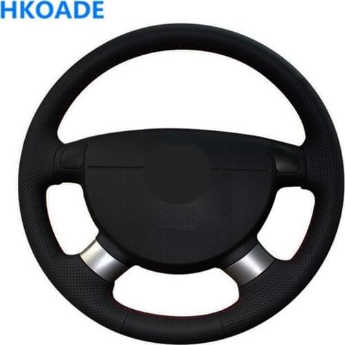 DIY Black Soft Genuine Leather Car Accessories Steering Wheel Cover For Chevrolet Lova 2006-2010 for Buick Excelle Daewoo Gentra