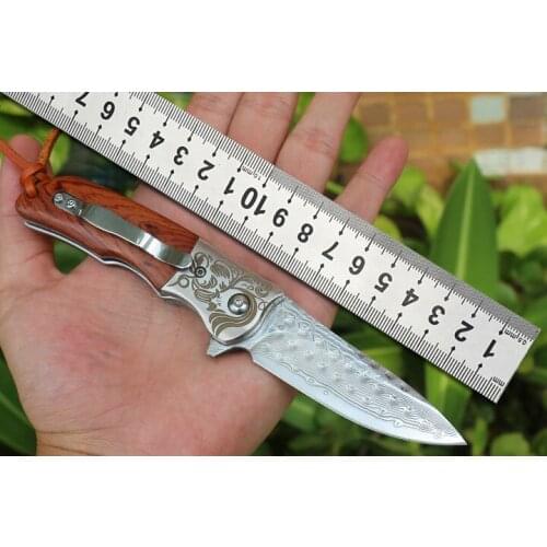 New Arrivals 2 Types Of Damascus Blade High Hardness Outdoor Survival Camping Multi-Purpose Knife Practical Folding Knife Gift