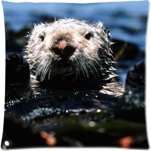 Sea Otter Decorative Cushion Cover Cotton Linen Sofa Throw Pillow Case 2016 Custom Cojines 18"X18"
