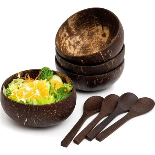 LUDA Coconut Bowls Serving Smoothie Bowl And Spoon Gift Natural Handmade,For Vegans Breakfast,Party Ice Cream Cereal