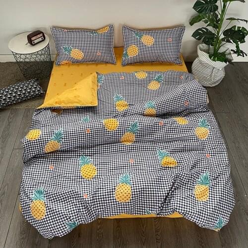 Yellow Pineapple Bedding Set Printed Duvet Cover Bed Linen Sheet Lovely 240x220 Quilt Cover Set with Pillowcase All Seasons Soft