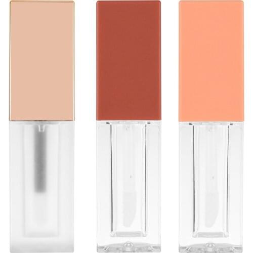 4ml Square Makeup Liquid Empty Lipstick Lip Gloss Tubes High Quality Frosted Cosmetic Packaging Container Refillable Bottle