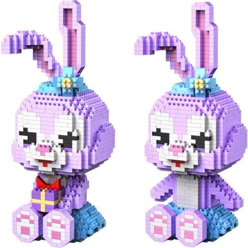Hot classic StellaLou rabbit with gifts box Disneyland figures world park mini micro diamond blocks model bricks toys child gift