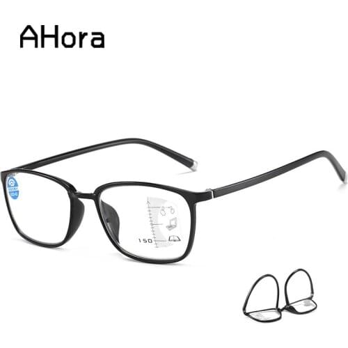 Ahora Progressive Multifocal Reading Presbyopia Glasses for Men Women Ultralight TR90 Anti Blue Light Rays Computer Eye Glasses