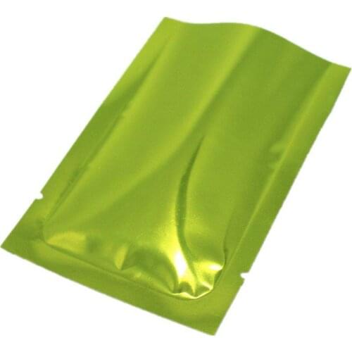 Multi Sizes Available Green Open Top Aluminium Foil Package Bags For Tea Coffee Vacuum Heat Sealed Mylar Packing Storage Pouches